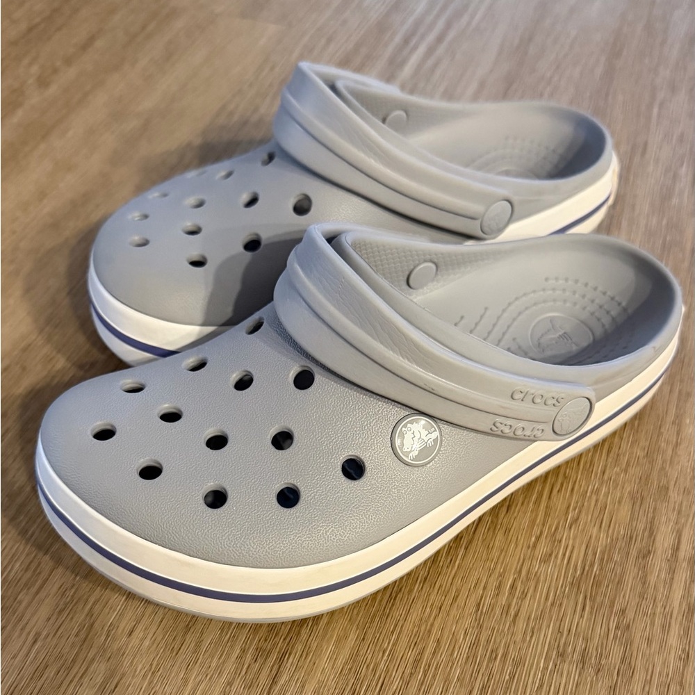 CROCS Classic Clog — Light Gray with White Trim